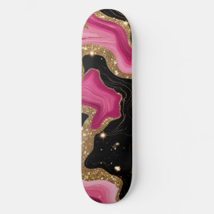 Skateboard Agante de oro negro y rosa
