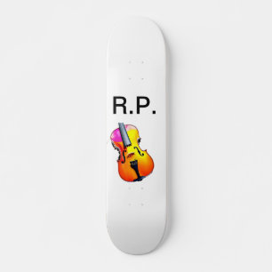 Skateboard Agrega tu nombre texto amante de la música de viol