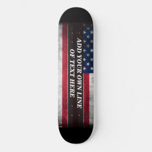 Skateboard Agrega tu texto en la bandera americana