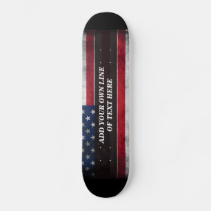Skateboard Agrega tu texto en la bandera americana
