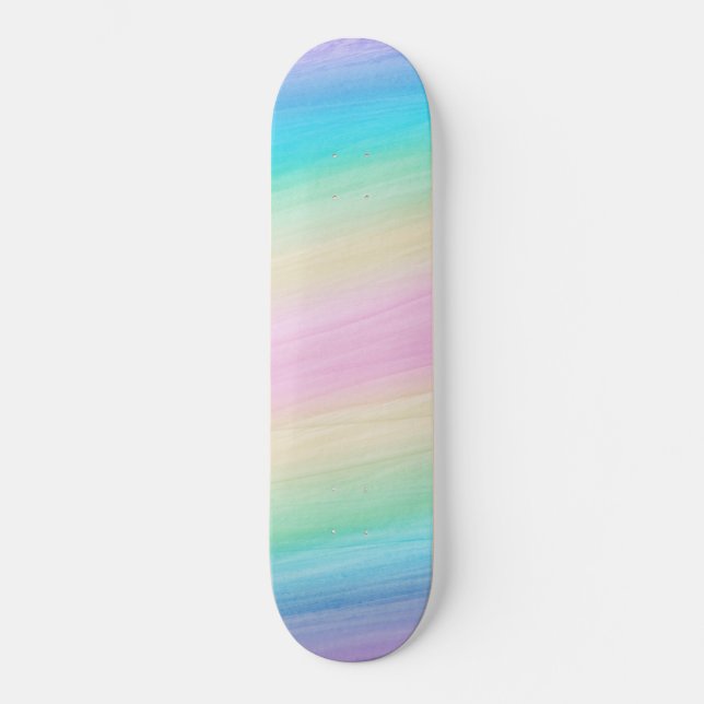 Skateboard Agua de arcoiris de Pastel Unicornio #2 (Anverso)