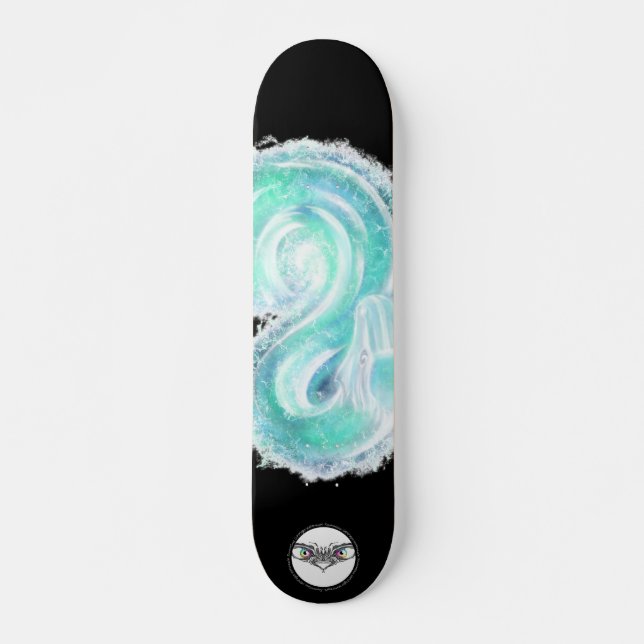 Skateboard Agua de serpiente turquesa azulina resplandor (Anverso )