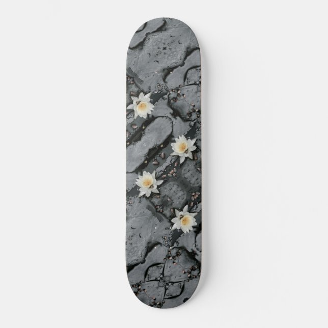 Skateboard Agua Lily Pad Pond Flower Alterado (Anverso)