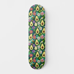 Skateboard Aguacates juguetones con abejas y flores