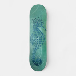 Skateboard Aguas azules, caballitos de mar y florecimiento