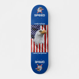Skateboard Águila alucinante, bandera estadounidense, patriót