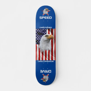 Skateboard Águila alucinante, bandera estadounidense, patriót