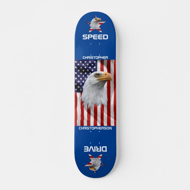 Skateboard Águila alucinante, bandera estadounidense, patriót (Anverso )