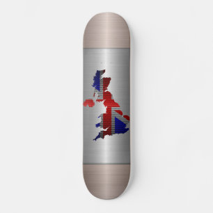 Skateboard Agujero Metalizado de la bandera del Reino Unido y