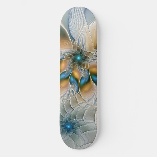 Skateboard Alarmante, Abstracta Fantasía Fractal Art Con Azul (Anverso)