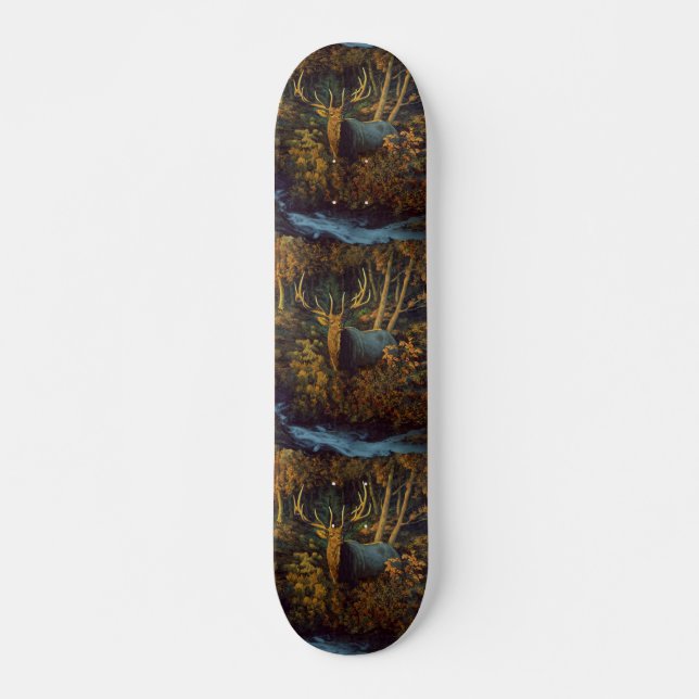 Skateboard Alce toro en bosque otoñal (Anverso )