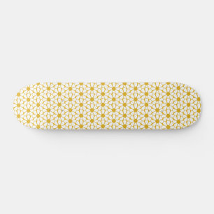 Skateboard Alegre Retro Daisies blanco y amarillo mostaza