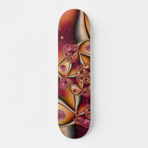 Skateboard Alegría Colorida Abstracta Fantasía Roja Naranja F