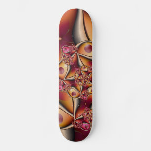 Skateboard Alegría Colorida Abstracta Fantasía Roja Naranja F