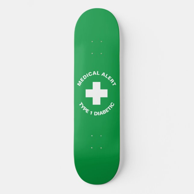 Skateboard Alerta médica personalizada Diabetic Gift Green (Anverso)