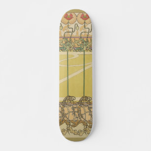 Skateboard Alfonse Mucha Amapolas Papel Pintado Floral Art No