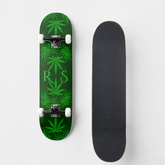 Skateboard Alga verde monogramada (Anverso)