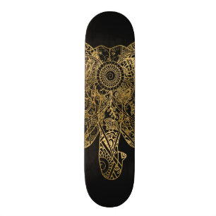 Skateboard Alheña dibujada mano linda del elefante floral