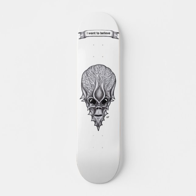Skateboard Alien Face , reconstrucción facial de cráneo afric (Anverso )