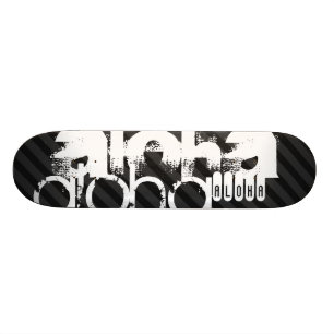 Skateboard Aloha; franjas grises negras y oscuras