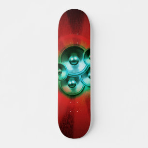 Skateboard Altavoces musicales y ráfagas de sol rojas