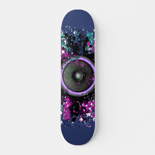 Skateboard Altavoz musical y pintura salpicada (Anverso )
