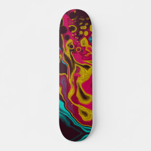 Skateboard Aluminio amarillo rosado Abstracto Acrílico Pour F