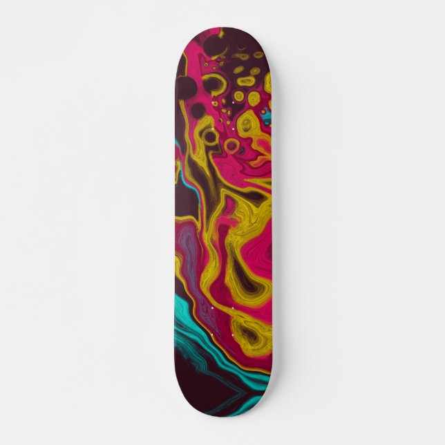 Skateboard Aluminio amarillo rosado Abstracto Acrílico Pour F (Anverso )