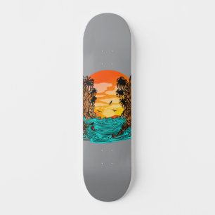 Skateboard Amanecer de árbol de palmas
