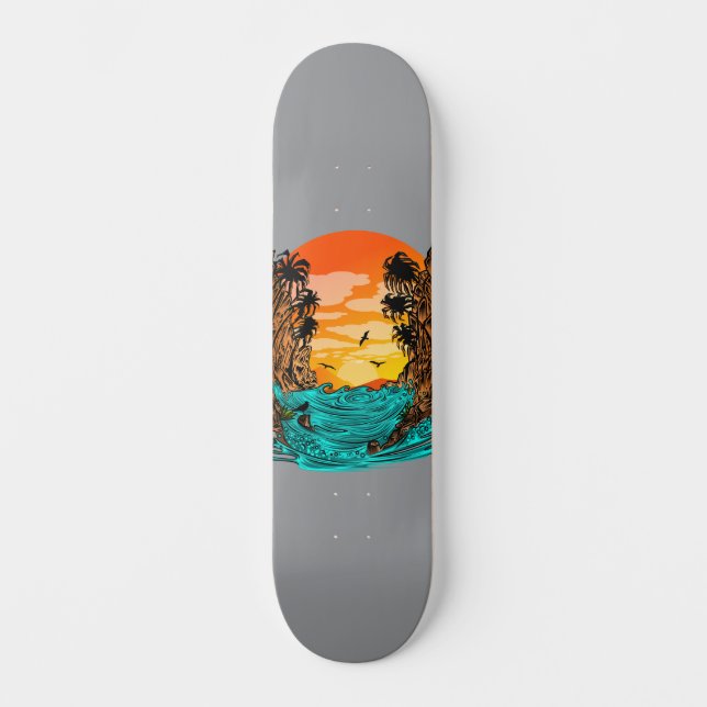 Skateboard Amanecer de árbol de palmas (Anverso)