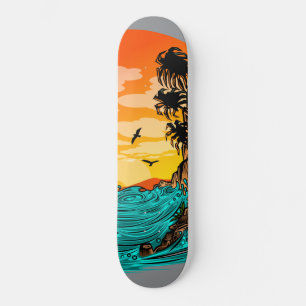 Skateboard Amanecer de árbol de palmas