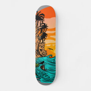 Skateboard Amanecer de árbol de palmas