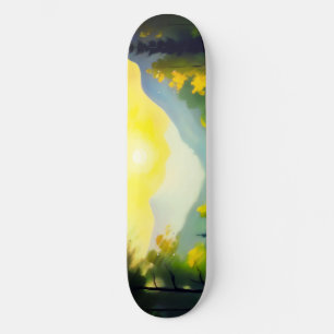 Skateboard Amanecer sobre montañas cubiertas de nieve y lago