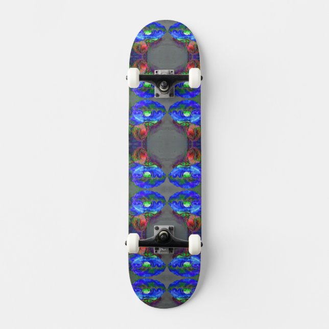 Skateboard Amapola azul, flor abstracta azul (Anverso)