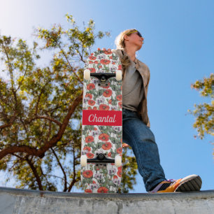 Skateboard Amapolas Patrón Personalizado
