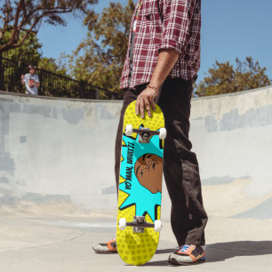 Skateboard amarillo azul Yo Hombre Lo que quieres son los cóm