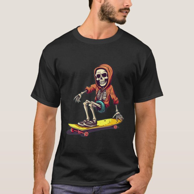 Skateboard Amarillo Con Suéter Skeleton Para Patin (Anverso)