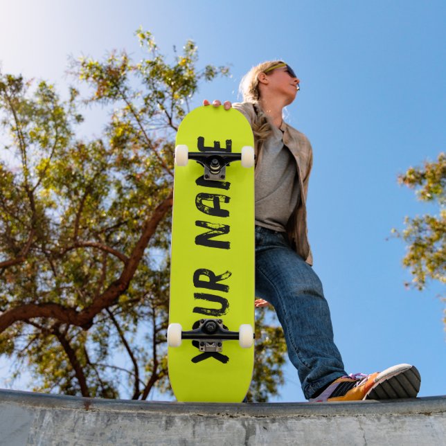 Skateboard Amarillo neón fluorescente (Exterior 1)