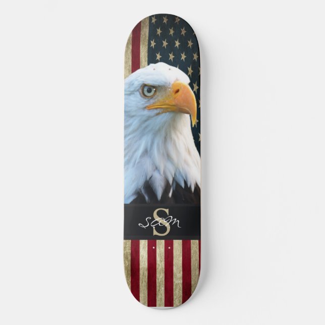 skateboard American BALD EAGLE SMILING Skull (Anverso)