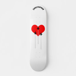 Skateboard Amo la aviación del corazón rojo