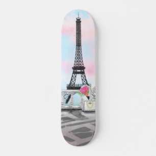 Skateboard Amo París - Torre Eiffel y Flores Bouquet