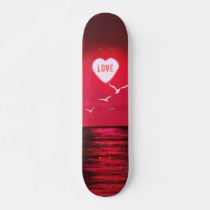 Skateboard Amor al atardecer - Romántico - Rojo negro - Pers