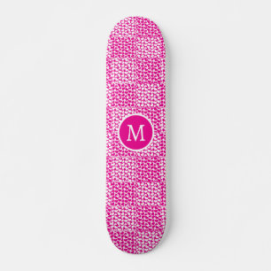 Skateboard Amor controlado en monograma magenta y blanco