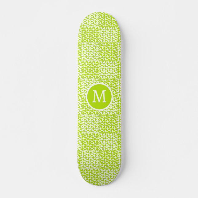 Skateboard Amor controlado en monograma verde animado y blanc (Anverso )