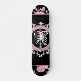 Skateboard Amor gótico | Floral cardíaca rosa y negra de esqu