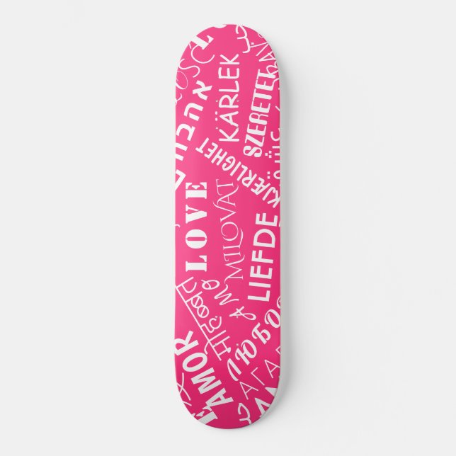 Skateboard AMOR - Multi Language - Personalizable Internacion (Anverso)