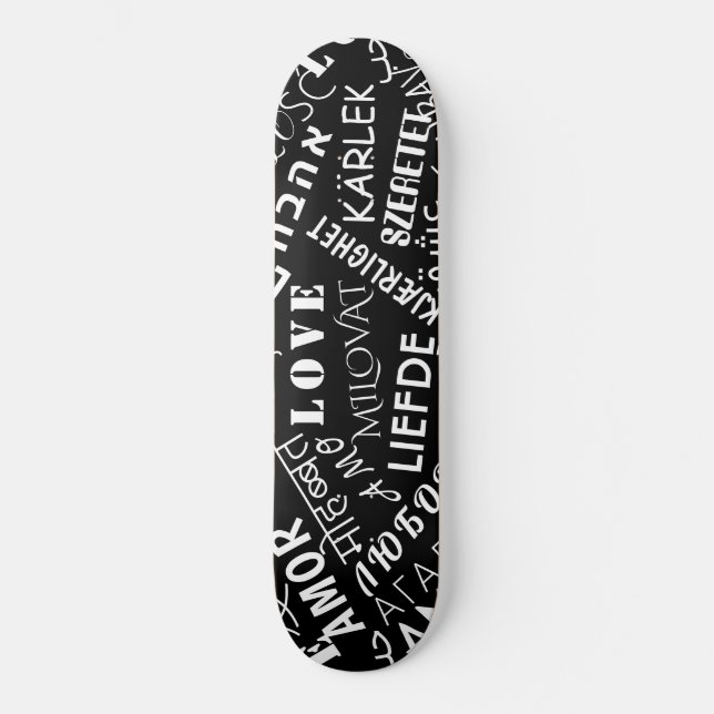 Skateboard AMOR - Multi Language - Personalizable Internacion (Anverso)