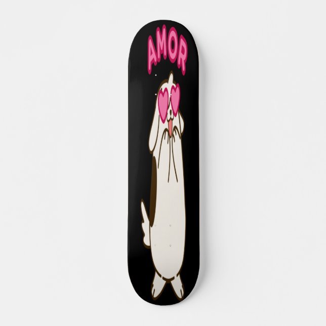 Skateboard Amor - Perro blanco lindo (Anverso )