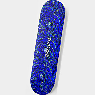 Skateboard Añadir nombre, Blue & White Swirls