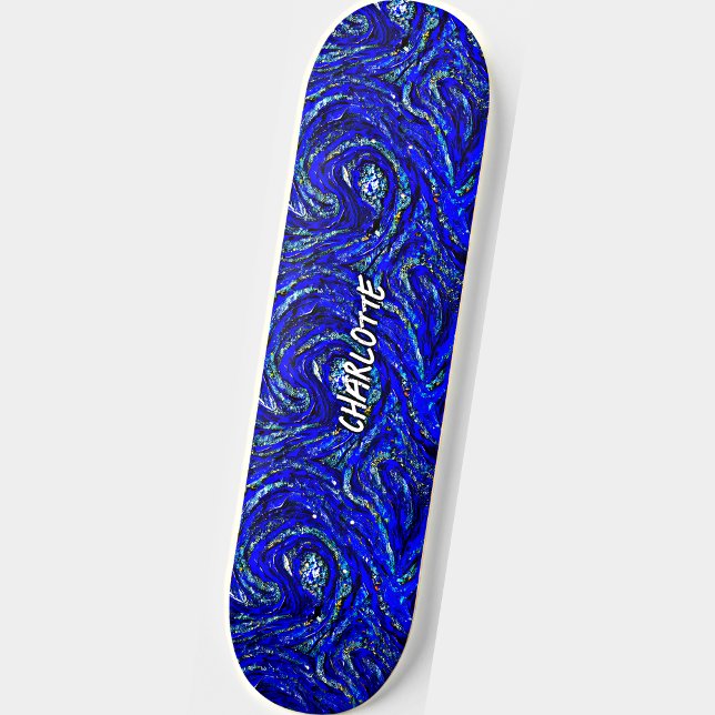 Skateboard Añadir nombre, Blue & White Swirls (Subido por el creador)